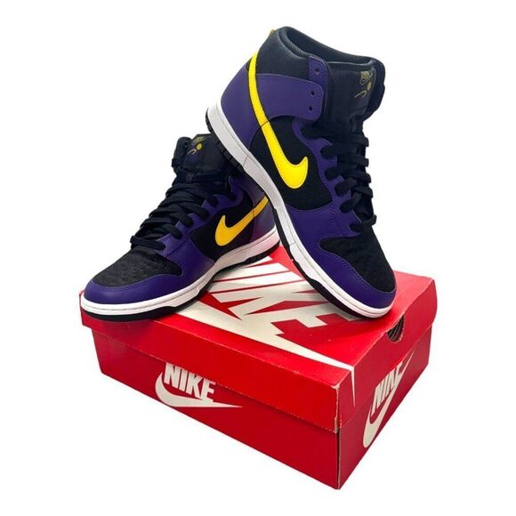 Nike Dunk High Premium EMB Lakers Court Purple DH0642-001 Lebron AD 9.5 - Picture 3 of 13